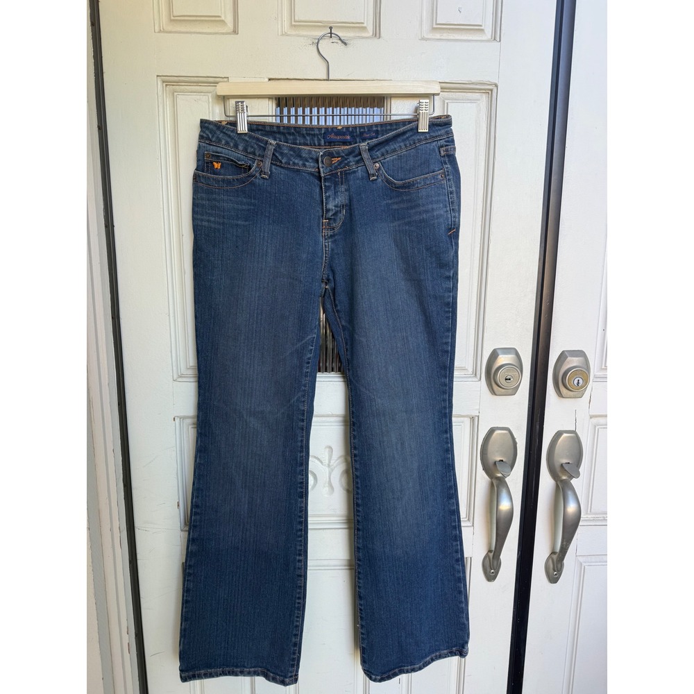 Aeropostale Womens Low Rise Bootcut Jeans Blue Butterfly Embroidered Size 9/10 S